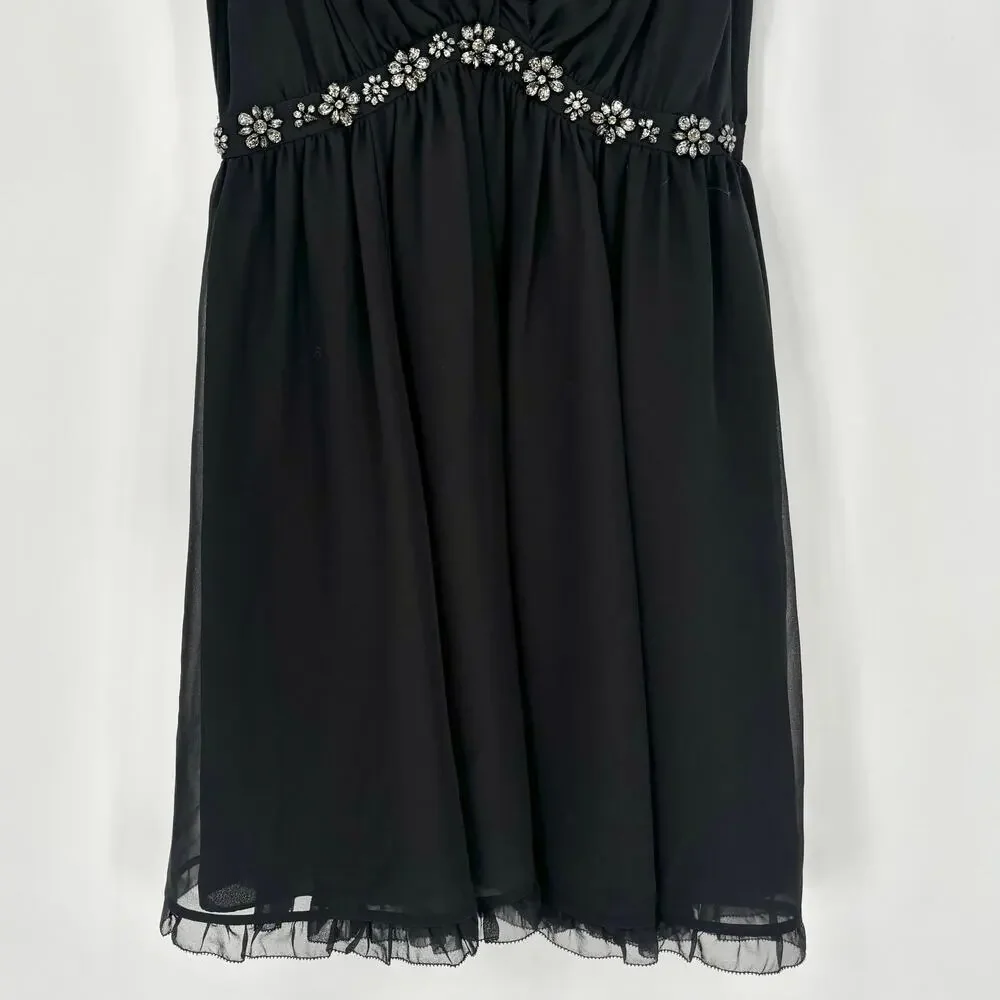 NWT Kate Spade Black Chiffon Embellished Mini Dress Size 6